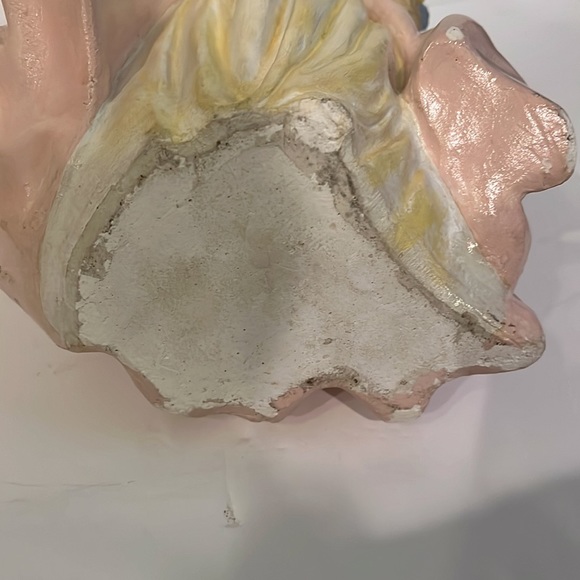 Vintage Chalkware 12” Victorian Lady With 2 Baskets of Flowers Figurine Doorstop - Picture 12 of 16